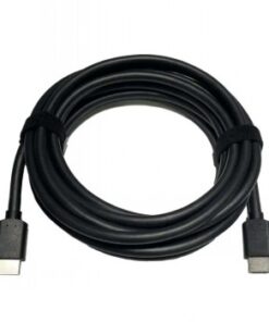 Musta, pyöreäksi kierretty Jabra HDMI-kaapeli, 1,83 m pitkä, molemmissa päissä HDMI-liittimet; minimalistinen ja selkeä nä...