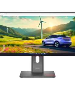 TS/P34WD-40 34" 3440x1440 IPS 120Hz -näytöllä näet violetin auton niityllä, taustalla tuulivoimalat ja kukkulat. Ergonominen suorakulmainen jalusta takaa mukavan käytön. - Prisma-IT Web