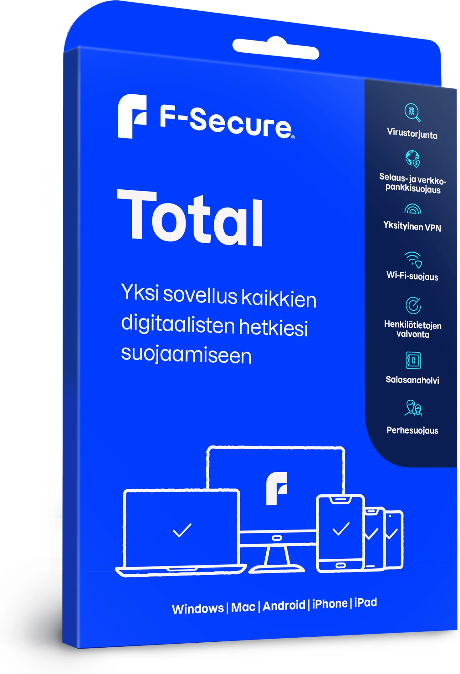 F-Secure TOTAL (2 VUOTTA/7 LAITETTA), E-KEY, suojaa Windows, Mac, Android, iOS. Kyberturva jopa 7 laitteelle. Suojaa laitteesi!. - Prisma-IT Web