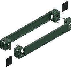 Schneider Electric sokkel esipaneeli ja tagapaneeliga, 100x300 SF/SM Tumedaroheline metallist sokli konstruktsioon, esipaneel ja tagapaneel ning nurgatükid eemaldatud.
