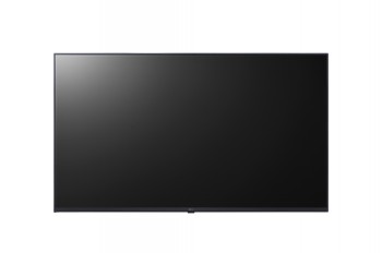 LG 43UL3J-E 43" UHD IPS monitorpaneel kaasaegseks kasutamiseks. 43-tolline musta raamiga LG UHD IPS monitor valgel taustal, eestvaade.