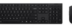 Must värvi Lenovo juhtmevaba klaviatuur ja hiir ning USB-vastuvõtja valgel taustal.