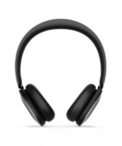 Lenovo DUAL-MODE kokkupandavad ANC-kõrvaklapid, must Mustad Lenovo traadita kokkupandavad mürasummutavad kõrvaklapid valgel taustal.