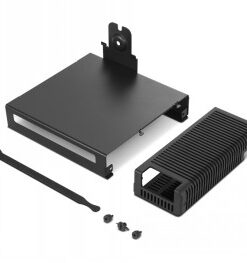 Lenovo ThinkCentre Tiny Mounting Kit kinnituste komplekt, mustad osad, kruvid, tööriistad ja jahutuse lisaosa.