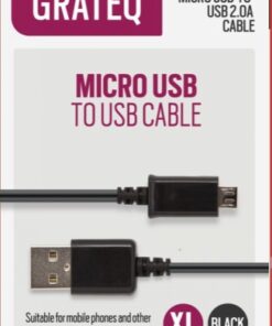 GRATEQ USB-A - MICRO-USB KAAPELI 3.0M MUSTA