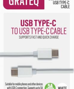 GRATEQ USB-C - USB-C KAAPELI 100W 1M VALKOINEN