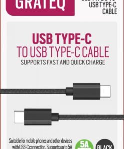 GRATEQ USB-C - USB-C KAAPELI 100W 2.25M MUSTA