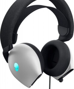 DELL Alienware AW520H mängukõrvaklapid kerges disainis Helged mängukõrvaklapid musta peapeapaelaga, Alienware logo kõrvaklappidel.