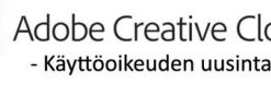 Adobe Creative Cloud - Litsentsi pikendamine, 12 kuud Adobe Creative Cloud -logo ja tekst 'Litsentsi pikendamine' valgel taustal.