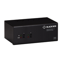 Must ristkülikukujuline Black Box KVM-lüliti kahele monitorile, ees nupud.