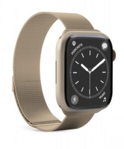 Šampanjakarva Milanese terasrihm, kinnitatud Apple Watchile, vaade küljelt.