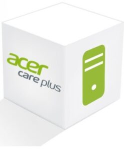 Acer All-in-One seadmete hooldusteenus, 3-aastane garantii Valge kuup, millel roheline arvutiikoon ja tekst 'Acer care plus'.