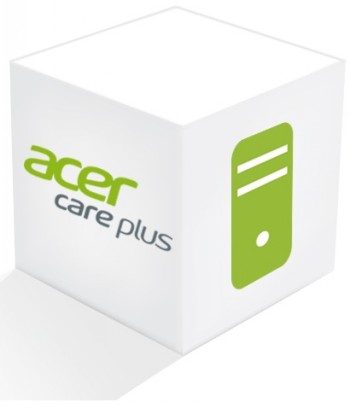 Valge kuup, millel roheline arvutiikoon ja tekst 'Acer care plus'.