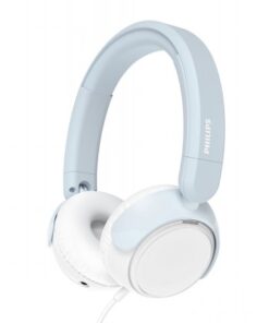 Philips K2000 laste kõrvaklapid, helesinine Helesinised ja valged laste kõrvaklapid, pehmendatud kõrvapadjad ja reguleeritav peapael.