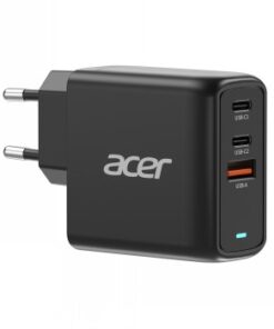 Acer 67W GaN-laadija sülearvuti lisatarvikuks Must Aceri 67W GaN-laadija USB-C- ja USB-A-pordiga, minimalistlik disain.