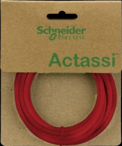 Punainen Schneider Electric Actassi -kytkentäkaapeli, 3,0 m, siististi kelalla, pahvisessa brändipakkauksessa.