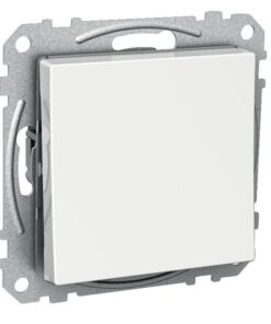 Valge ruudukujuline 6/1-lüliti metallist paigaldusraamiga, eestvaates.