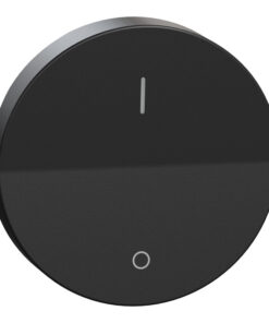 Ümar, 2-pooluseline must lüliti neutraalsel taustal, minimalistlik disain.