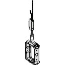 Schneider Electric Canalis KBB universaalkinnitus trossiga, 3 meetri tross. Metallist universaalkinnitus, ühendatud 3 meetri trossiga, mustvalge tehniline joonis.
