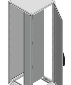 Schneider Electric jaotuskapp 2000x1600x400 mm, paigaldusplaadiga Metallist Schneider Electric jaotuskapp, avatud uks, laius 1600 mm ja kõrgus 2000 mm, sees hall paigaldusplaat.