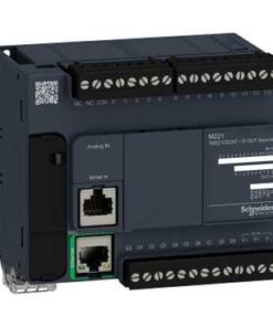Schneider Electric Modicon PLC M221 logiikakontroller Ethernet-ühendusega Hall Schneider Electric Modicon PLC M221 seeria programmeeritav logiikakontroller, ühendustega ja märgutuledega, kujutatud ...