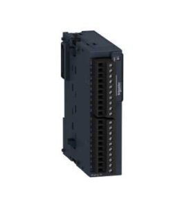 Modicon TM3 AI4 Schneider Electric liitmikmoodul 12-bitine Modicon TM3 AI4 12-bitine liitmikmoodul, must korpus, ees kaks rida klemmiplokke.