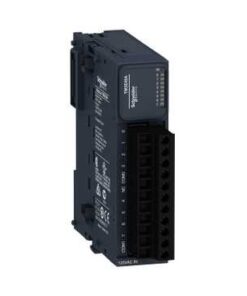 Schneider Electric Modicon TM3 DI8 moodul kruviklemmidega Must ristkülikukujuline Modicon TM3 DI8 moodul, millel on kruviklemmid ja selged portide tähised.