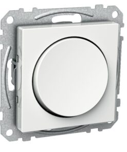 Schneider Electric Exxact 6/1-lüliti, valge, modernne disain. Ümmargune valge lüliti metallraamis eestvaates kujutatuna.