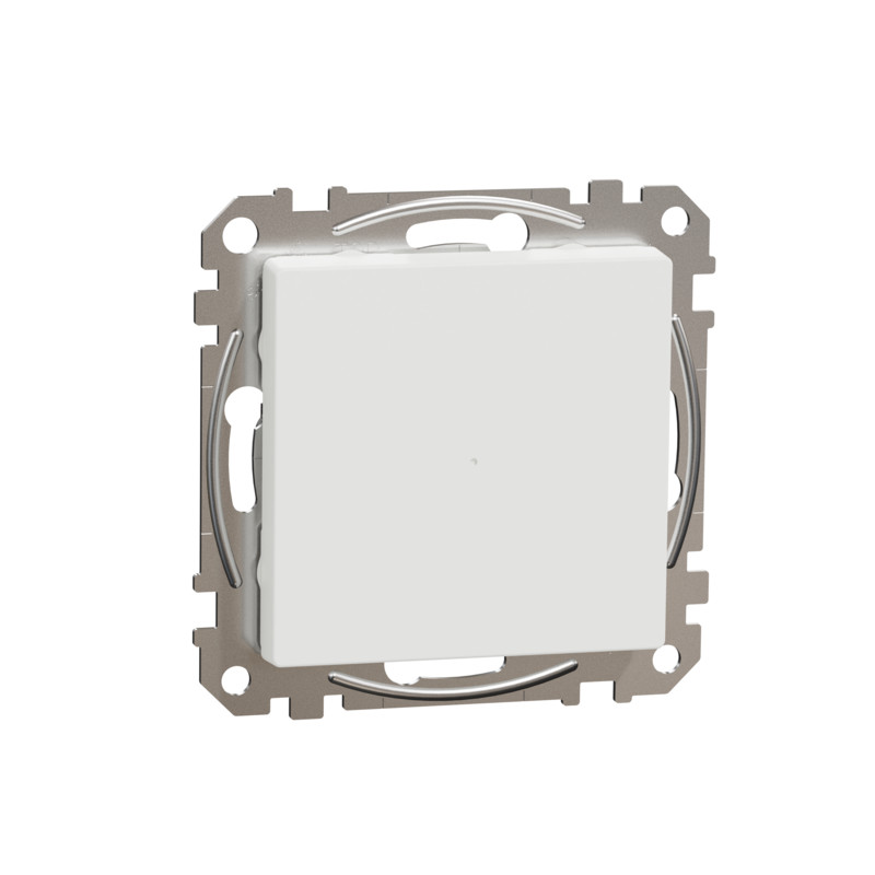 Schneider Electric releelüliti Exxact 10 A Wiser, stiilne valge mudel Valge Schneider Electric releelüliti, ruudukujuline metallraamiga, eestvaade.