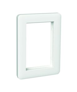 Kaheosaline valge pistikupesaraam, ristkülikukujuline ja õhukese servaga.