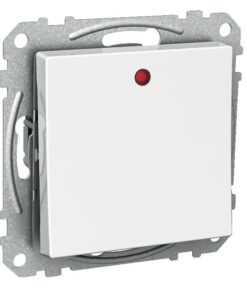 Schneider Electric Exxact 6/1 kontrolllüliti punase LED-tulega Valge ruudukujuline Schneider Electric Exxact kontrolllüliti punase LED-tulega, kinnitatud metallraami külge.