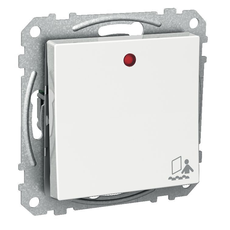 Schneider Electric Exxact hõivatud-valguslüliti LED 24V DC, valge Valge, ruudukujuline Schneider Electric Exxact valguslüliti punase LED-tulega keskel.