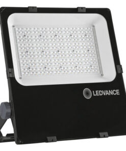 Mustaraamiga Ledvance 200W LED-prožektor, millel on hele peegelduspind ja detailsed LED-elemendid.