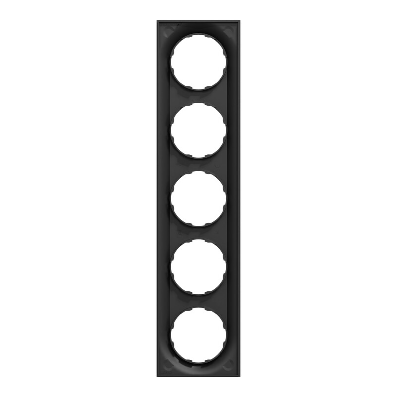 ELKO ONE 5-raam must, Schneider Electric Must, viie avaga pistikuraami vertikaalses asendis. Minimalistlik disain.