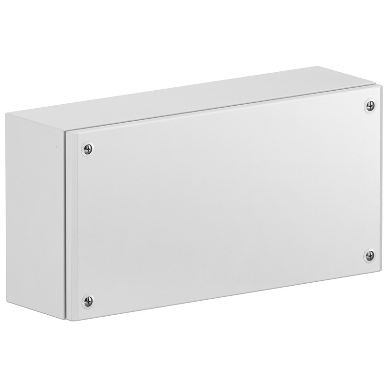 Schneider Electric klemmikarp 300x600x120 Valge ristkülikukujuline klemmikarp, millel on sile esipaneel ja neli kinnitus kruvi nurkades.