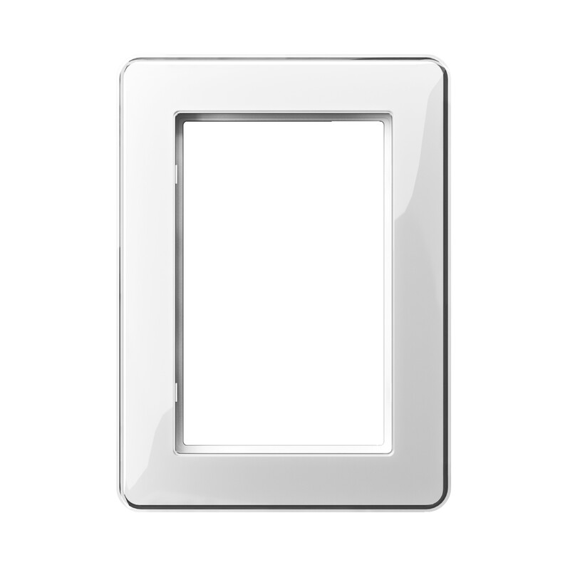 Schneider Electric Exxact pistikupesaraam, 2-osaline, valge Valge kaheosaline pistikupesaraam, ristkülikukujuline, minimalistlik disain, õhuke raam eestvaates.