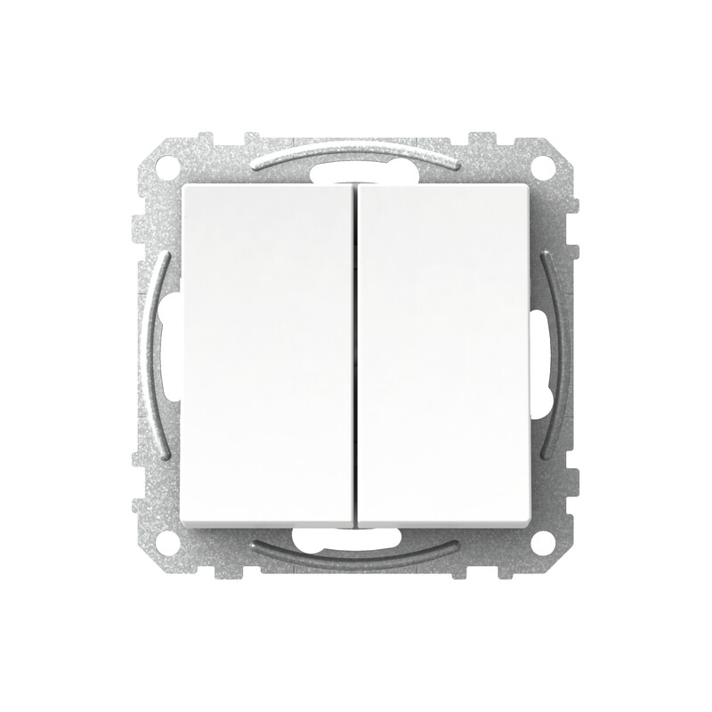 Schneider Electric Exxact 6+6-lüliti, valge vedruühendus Valge 6+6-lüliti, neutraalne disain, metallraam, eestvaade.